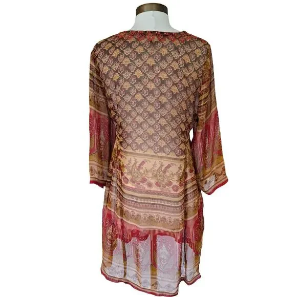 RAGA x Revolve Athena Tunic Mini Dress Embroidered Sheer Fall Floral Size Small - Picture 7 of 12